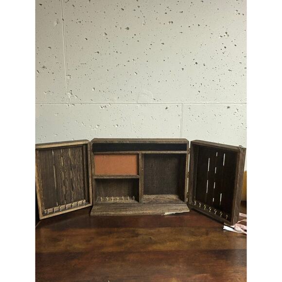 Unbranded Large Brown Wood Jewelry Box Storage Rustic 16X4X12 inches FLAWED - Picture 2 of 9